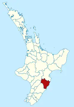Central Hawke's Bay district within the North Island