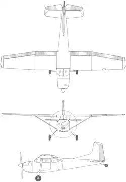 3-view line drawing of the Cessna U-17A
