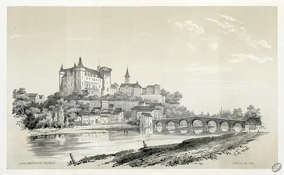 The castle in 1843, by the French romantic painter Eugène de Malbos.