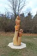 Carving of owls, Brighton Recreation Area, Michigan