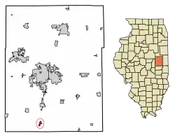 Location of Pesotum in Champaign County, Illinois.