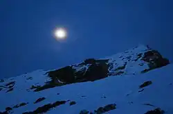 Chandra (Moon) shining over Chandrashila and Tungnath, near Chopta