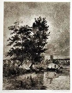 Charles Joseph Beauverie&nbsp;[fr], Auvers-sur-Oise (Bâteau lavoir à Auvers), ca.1870
