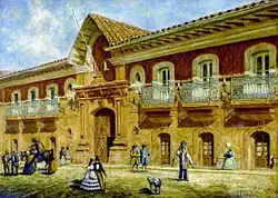 Casa Colorada, built in Santiago de Chile between 1769 and 1779 as the residence of Mateo de Toro Zambrano, an example of a richly ornamented frontispiece in colonial style.