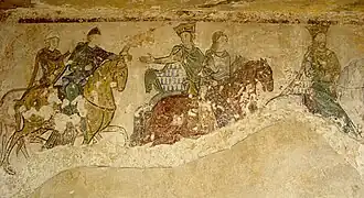 Mural from a chapel at Chinon, said to represent Eleanor on horseback