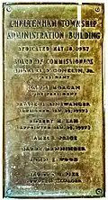 Township building dedication plaque