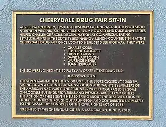 Commemorative plaque at former Drug Fair location
