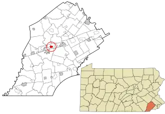 Location in Chester County and the state of Pennsylvania.