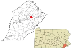 Location in Chester County and the state of Pennsylvania.