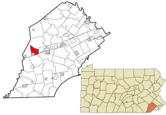 Location in Chester County and the state of Pennsylvania.