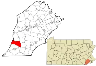 Location of Upper Oxford Township in Chester County and of Chester County in Pennsylvania