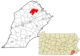 Location in Chester County and the state of Pennsylvania