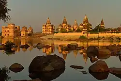 Chhatris (Cenotaphs) on the bank of Betwa River, Orcha, Madhya Pradesh.