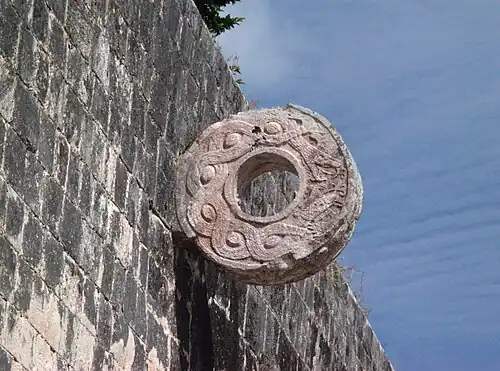 Stone Ring located 9&nbsp;m (30&nbsp;ft) above the floor of the Great Ballcourt