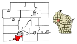 Location of Lake Hallie in Chippewa County, Wisconsin.