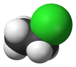 Ball-and-stick model of chloroethane