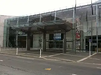 Tall glass frontage of a building