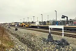 A railway station platform under construction