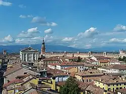 A view of a section of the Vicenza gate of Cittadella's walls from the outside
