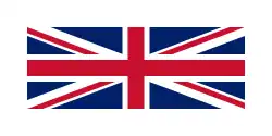 Union Flag with thick white border comprising about half of the area of the flag.
