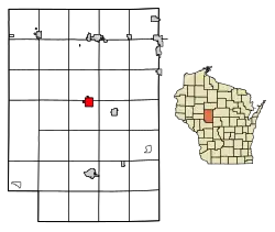 Location of Greenwood in Clark County, Wisconsin.