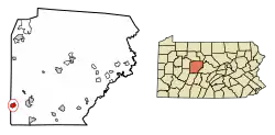 Location of Burnside in Clearfield County, Pennsylvania.