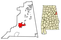 Location of Heflin in Cleburne County, Alabama.