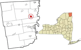 Location in Clinton County and the state of New York.
