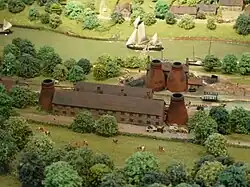 Diorama of the site, around 1820, in the Museum of the Gorge, Ironbridge