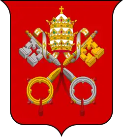 Gules two keys in saltire argent and or (Coats of arms of the Holy See and Vatican City)