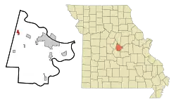 Location of Centertown, Missouri