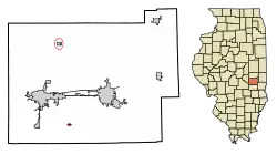 Location of Lerna in Coles County, Illinois.