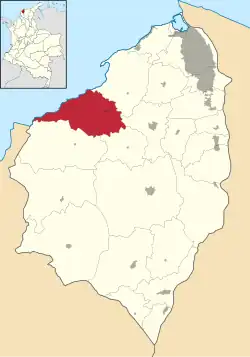 Location of the municipality and town of Juan de Acosta in the Department of Atlántico.