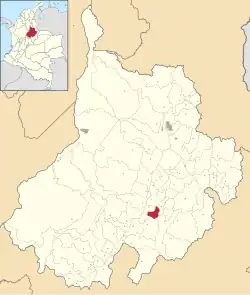 Location of the municipality and town of Confines in the Santander Department of Colombia.