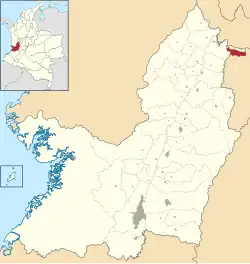 Location of the municipality and town of Alcalá, Valle del Cauca in the Valle del Cauca Department of Colombia.