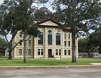 The Colorado County Courthouse, built 1890–1891: this 2014 photo shows restoration to original color scheme made in 2013