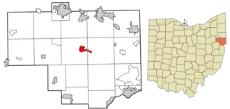Location of Lisbon in Columbiana County, Ohio.
