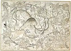 Combat between dragon and lion (attribution) Topkapı Palace Library