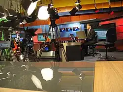 A behind-the-scenes look on a news set