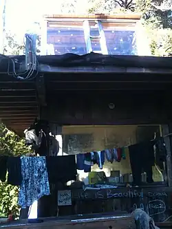 Communal kitchen and greenhouse in Poole's Land