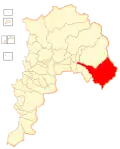 Map of Los Andes commune in the Valparaíso Region