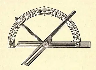 Picture of a contact goniometer for measuring crystal angles