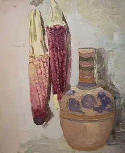 Indian Corn and Mexican Vase, Cordelia Wilson, ca. 1915-1920s, Private collection