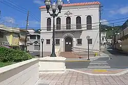 Town hall in Corozal, in front of central plaza