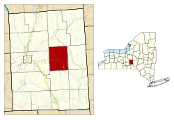 Location within Cortland County and New York