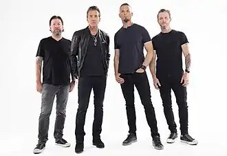 Creed in 2023. From left to right: Scott Phillips, Scott Stapp, Mark Tremonti, and Brian Marshall.