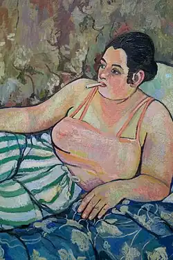 Photograph of part of Suzanne Valadon's painting: La chambre Bleue.