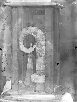 Antique photo (1923) of a 13th-century ivory bishop's crozier.