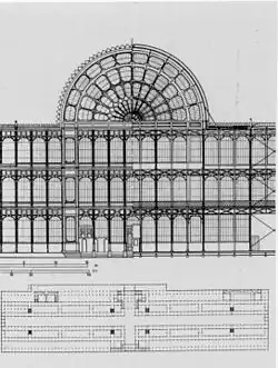 Plan and elevation for the Crystal Palace, London, by Joseph Paxton, 1854[247]