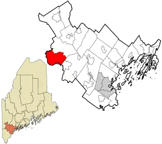 Location in Cumberland County and the state of Maine.